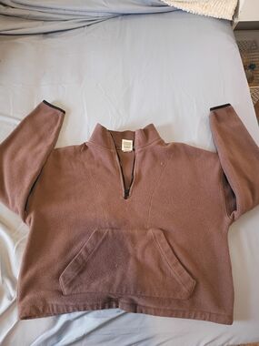 PINK Victoria's Secret Mauve-Brown Quarter-Zip Fleece Jacket